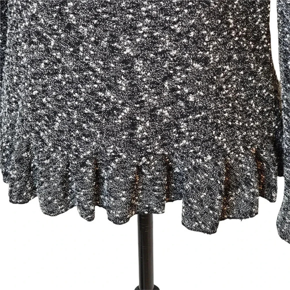 CYNTHIA ROWLEY Women's Regular Marbled Ruffle Sweater Cardigan Size Small Black - Picture 6 of 14
